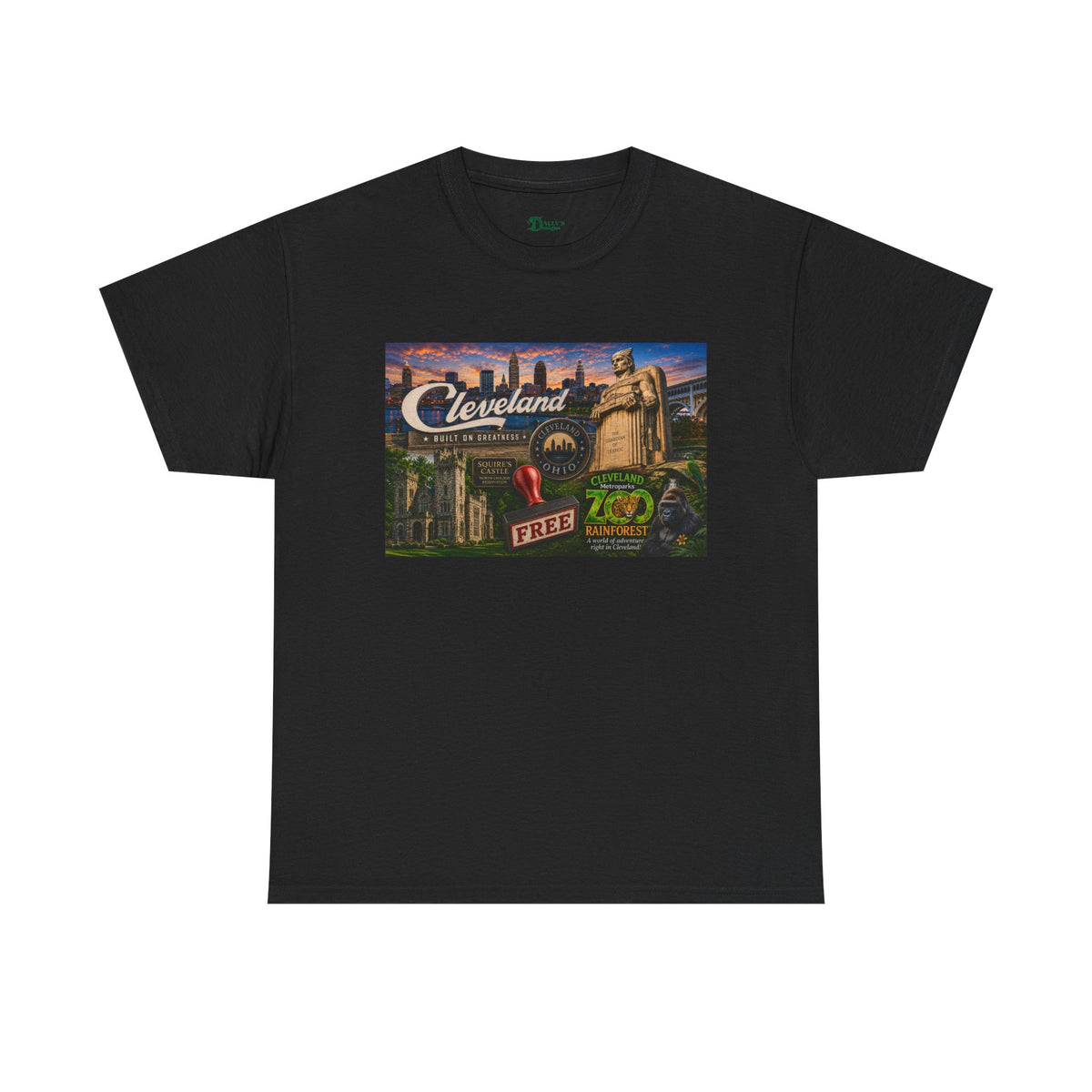 Cleveland Retro Postcard Tee — Vintage City Skyline T‑Shirt