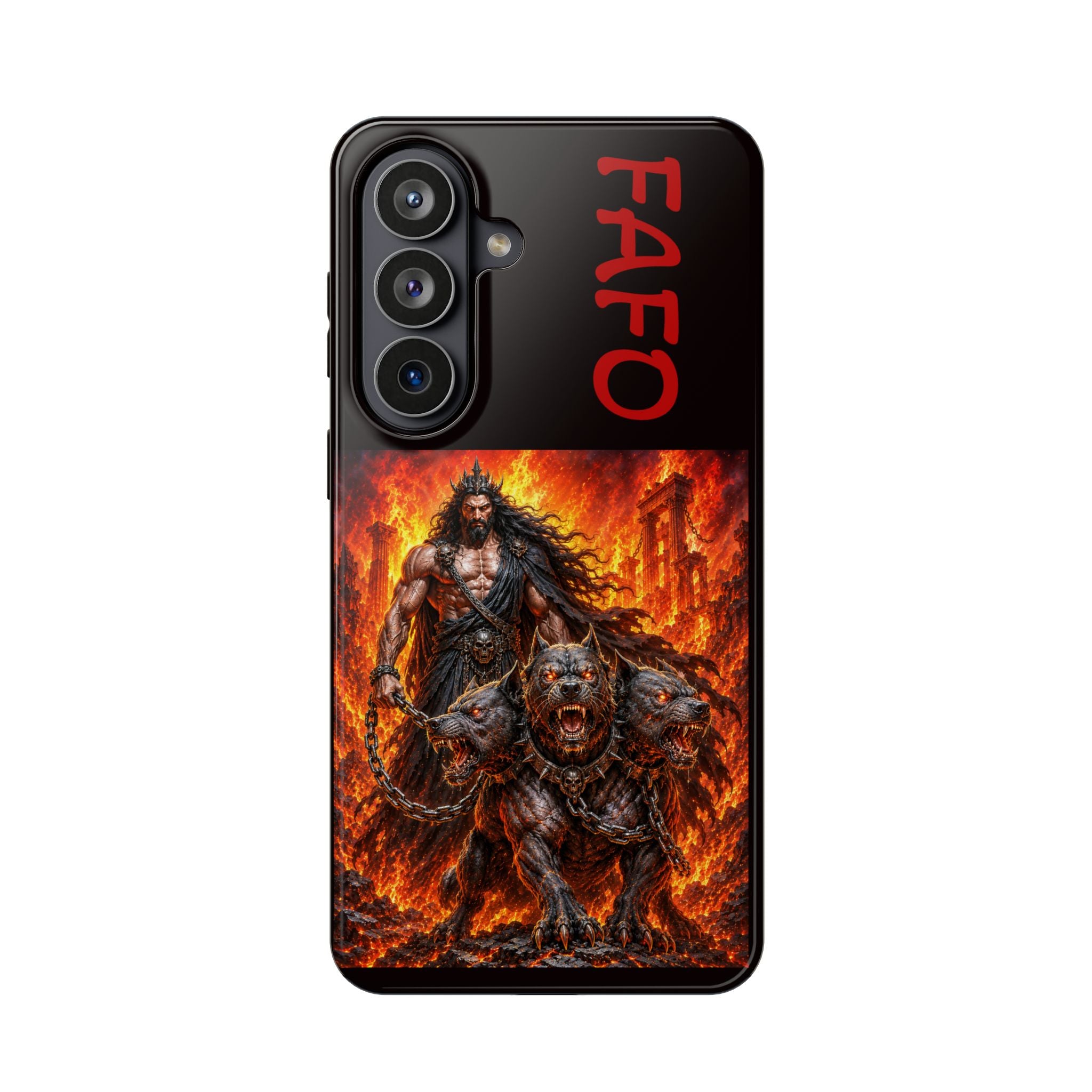 Phone Case —Hades  FAFO Warrior with Hellhound Fire Art (Magnetic Impact-Resistant)