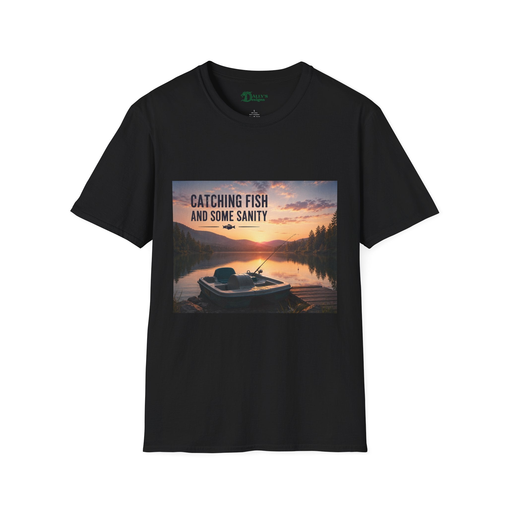 “Catching Fish and Some Sanity” Sunset Lake Graphic Tee