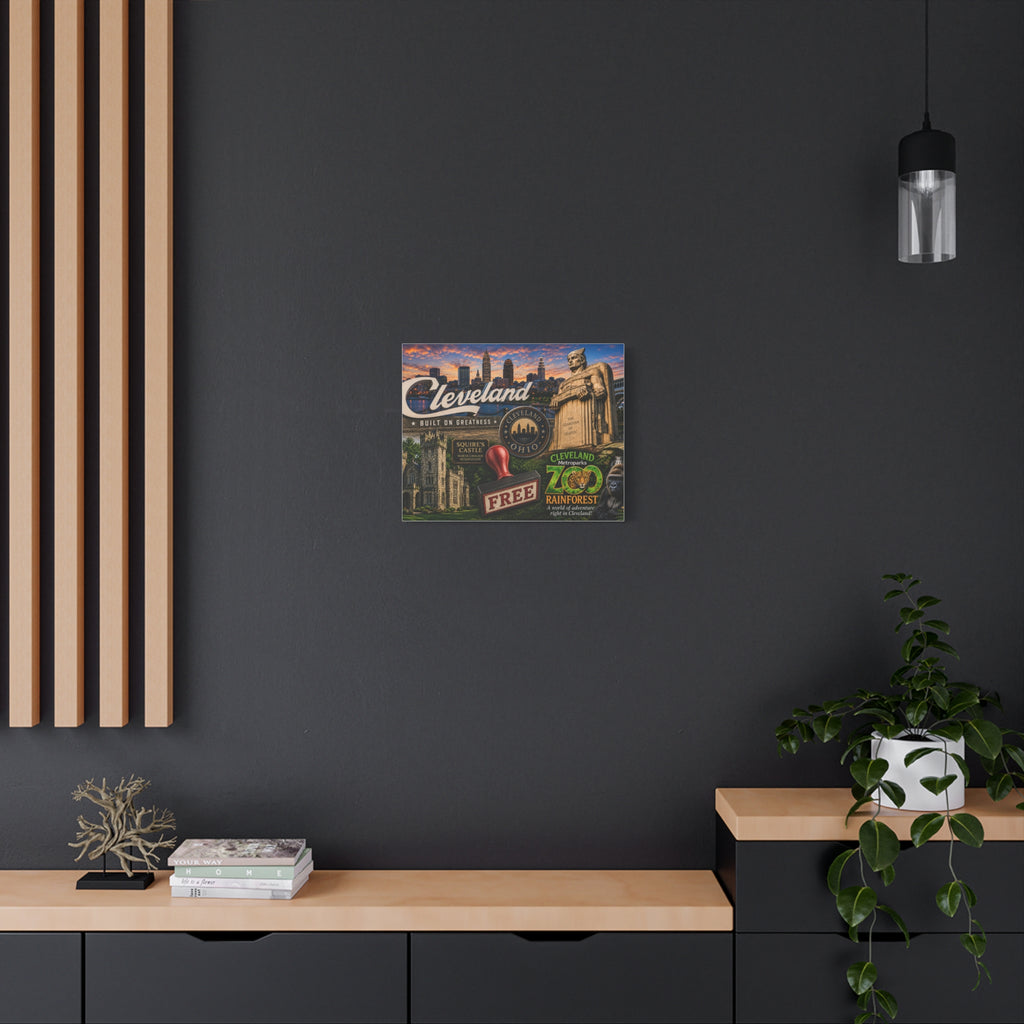 Cleveland Collage Matte Canvas Print — Stretched 1.25" Wall Art (Built on Greatness)