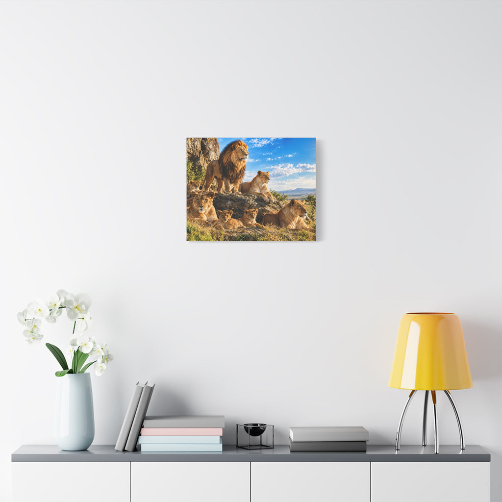 Lion Pride Canvas Print — Stretched Matte Wall Art for Safari, Nursery, or Living Room