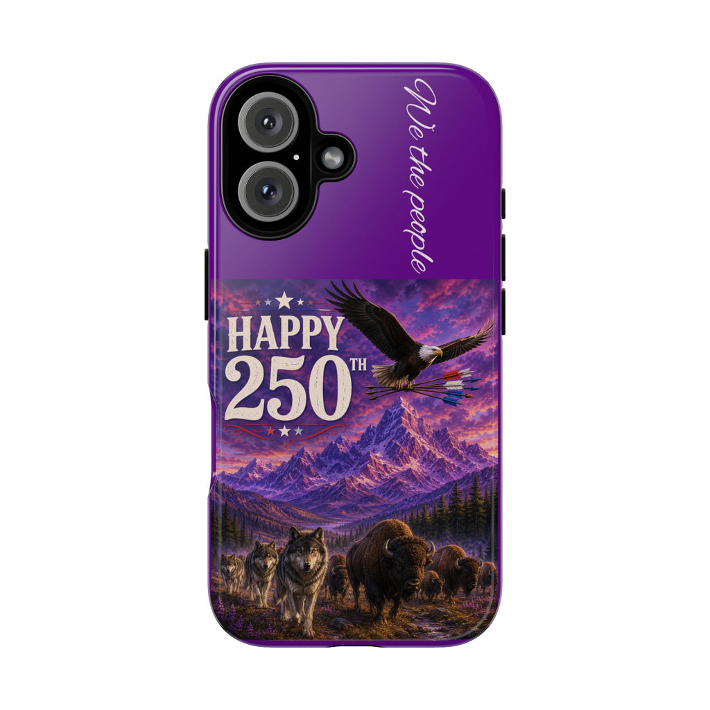 "Happy 250th" Patriotic Eagle, Bison & Wolves Scenic Tough phone Case