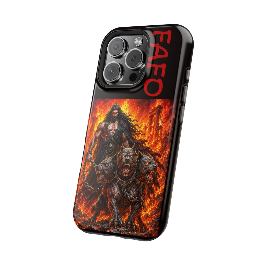 Phone Case —Hades  FAFO Warrior with Hellhound Fire Art (Magnetic Impact-Resistant)
