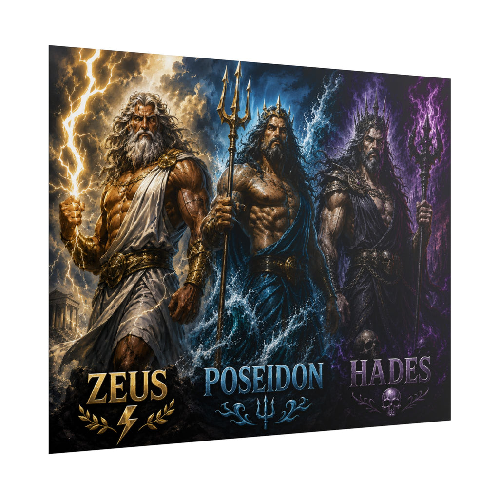 Greek Gods Trio Poster — Zeus, Poseidon & Hades Rolled Art Print