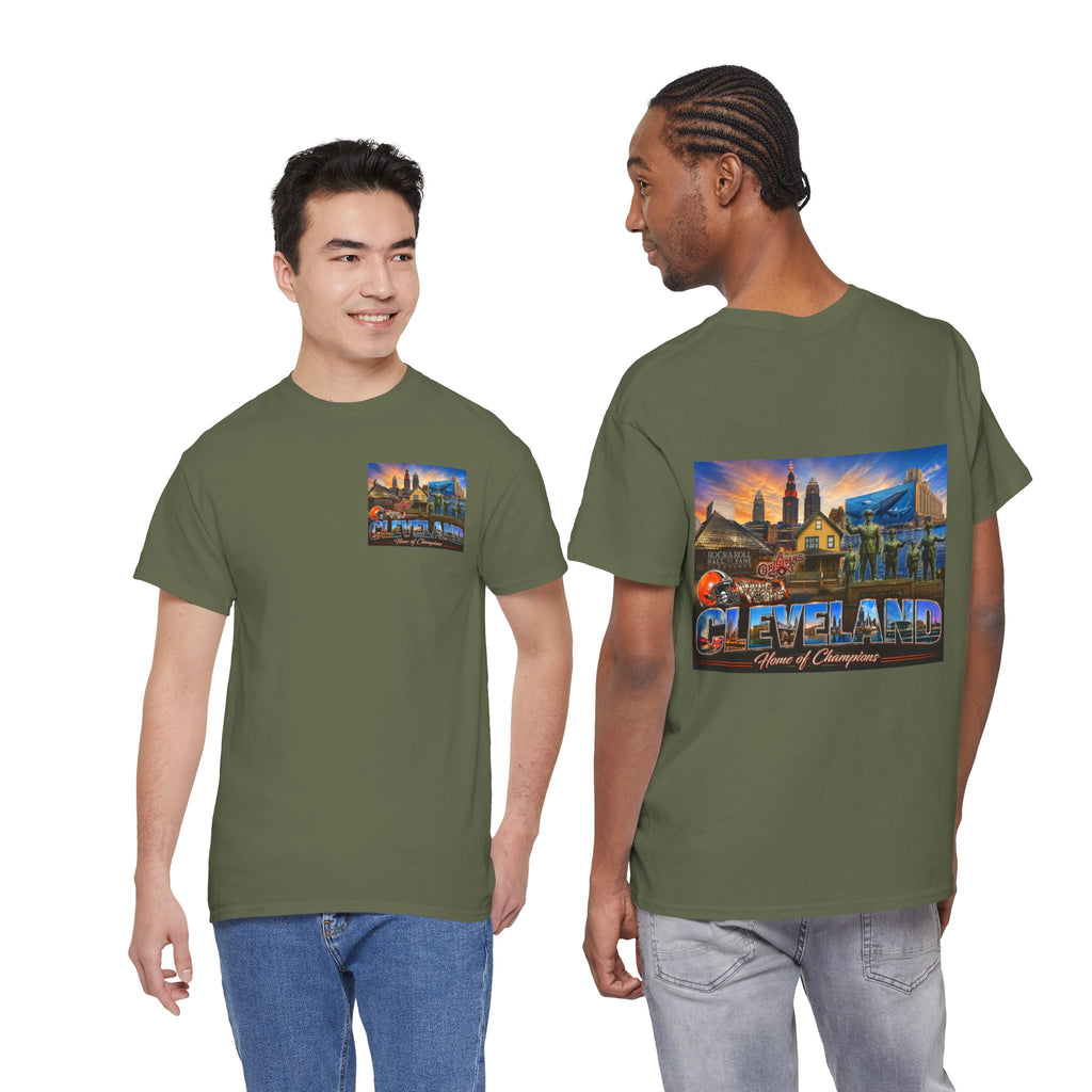 Cleveland Cityscape T‑Shirt — "Land of Champions" Retro Sports Skyline Tee