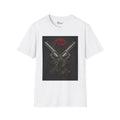 Gun & Rose Graphic T‑Shirt — Crossed Revolvers with Red Rose