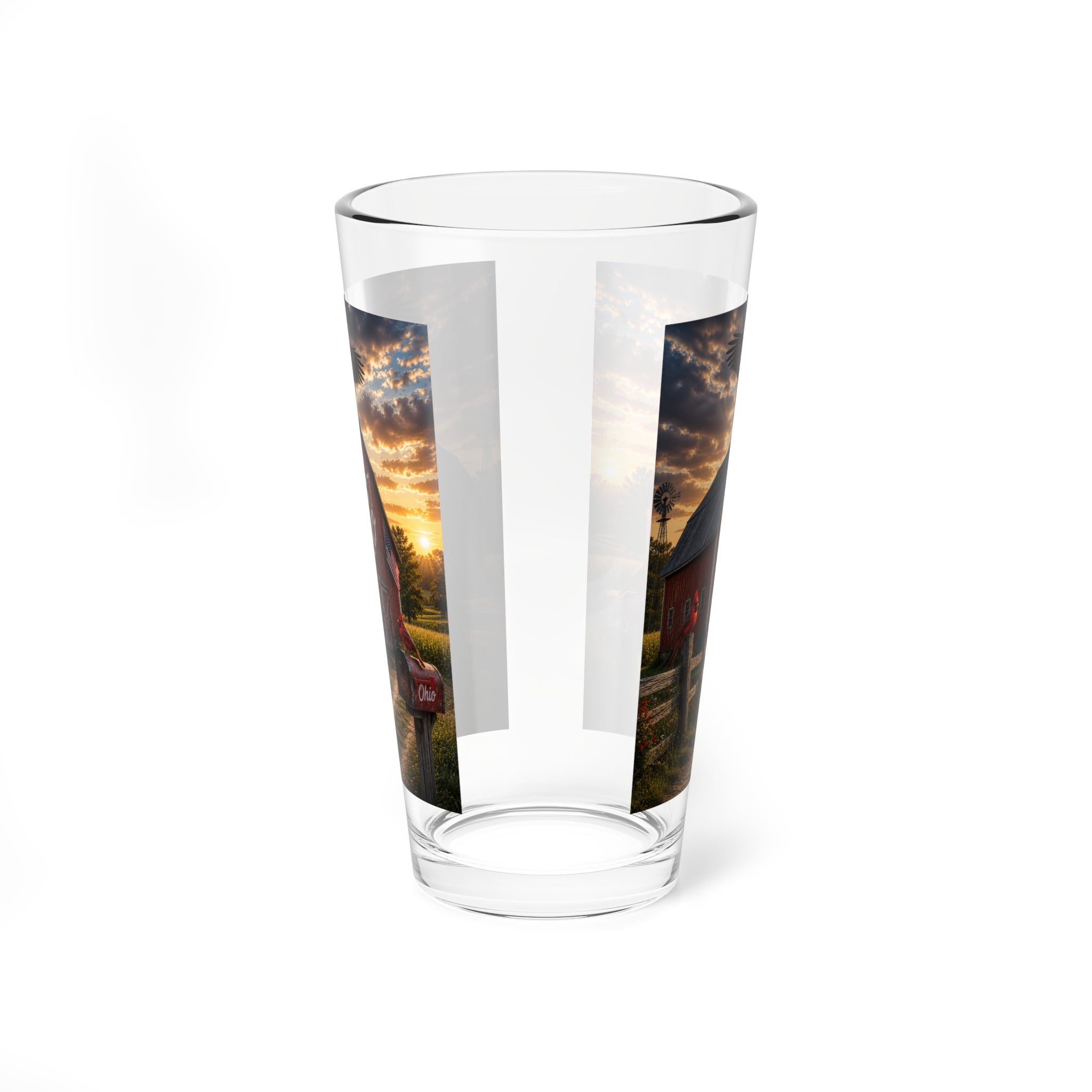 16oz Ohio Barn Mixing Glass – Rustic Farmhouse Cocktail Shaker Glass