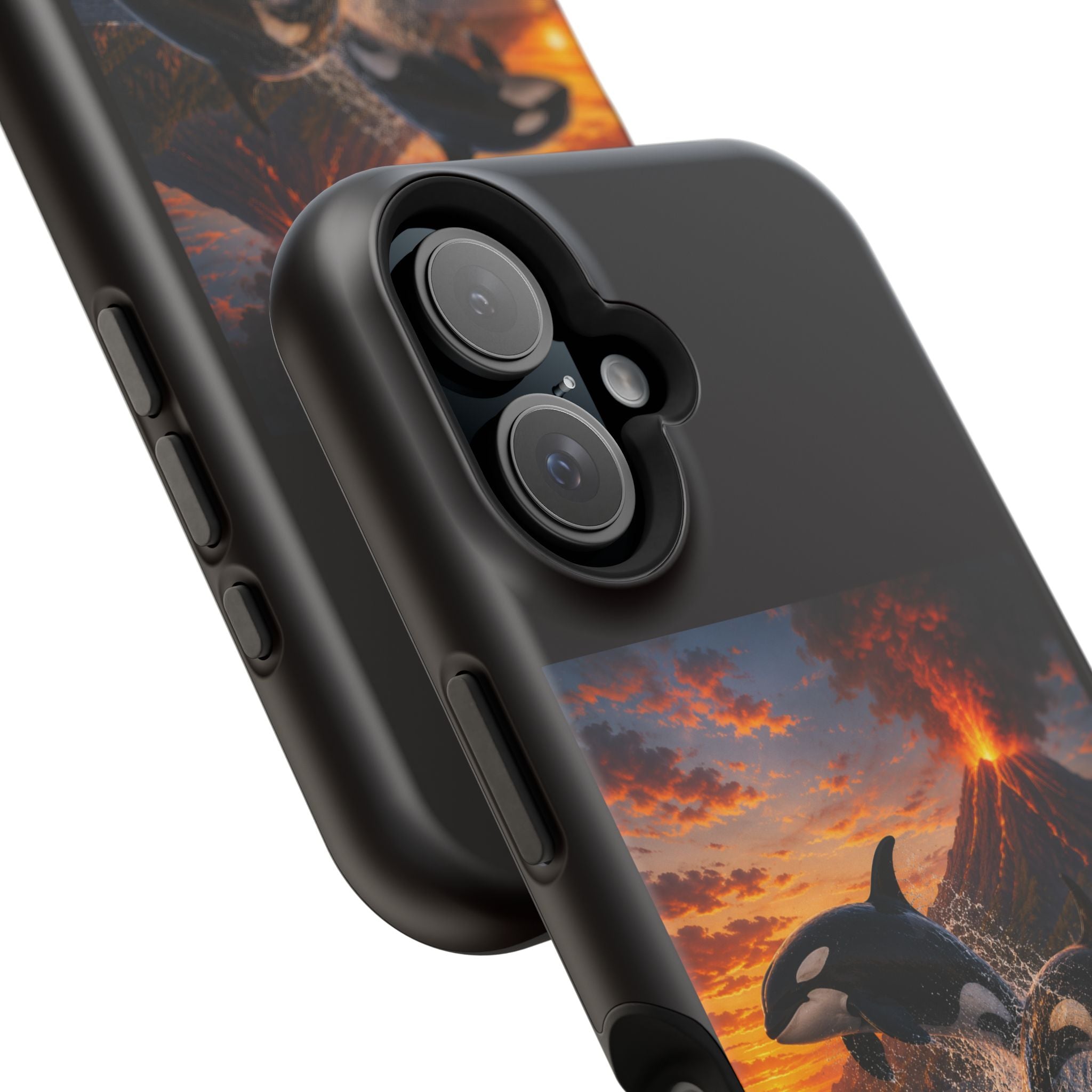 Orca Sunset Magnetic Phone Case — Volcano Ocean Wildlife Impact-Resistant Cover