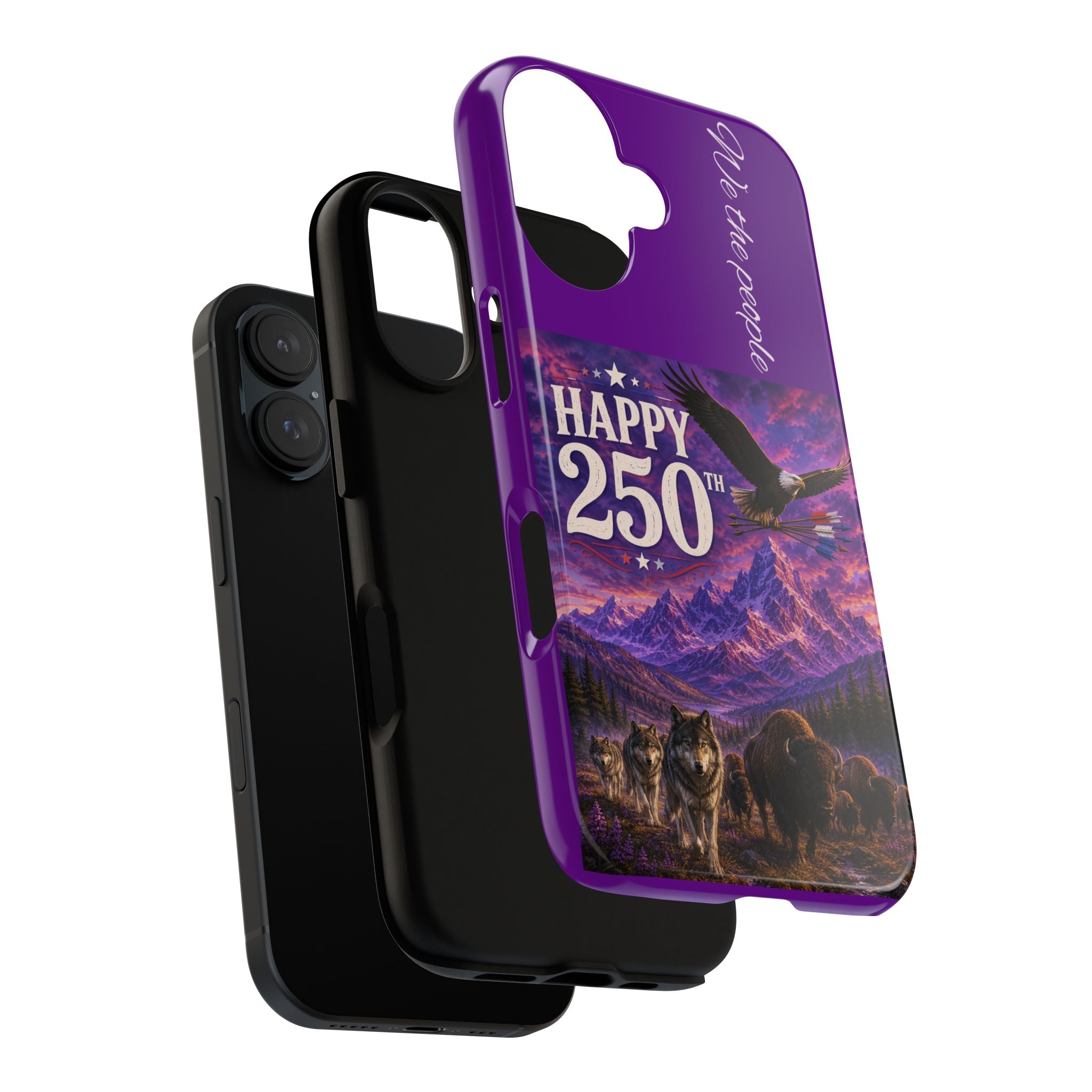 "Happy 250th" Patriotic Eagle, Bison & Wolves Scenic Tough phone Case