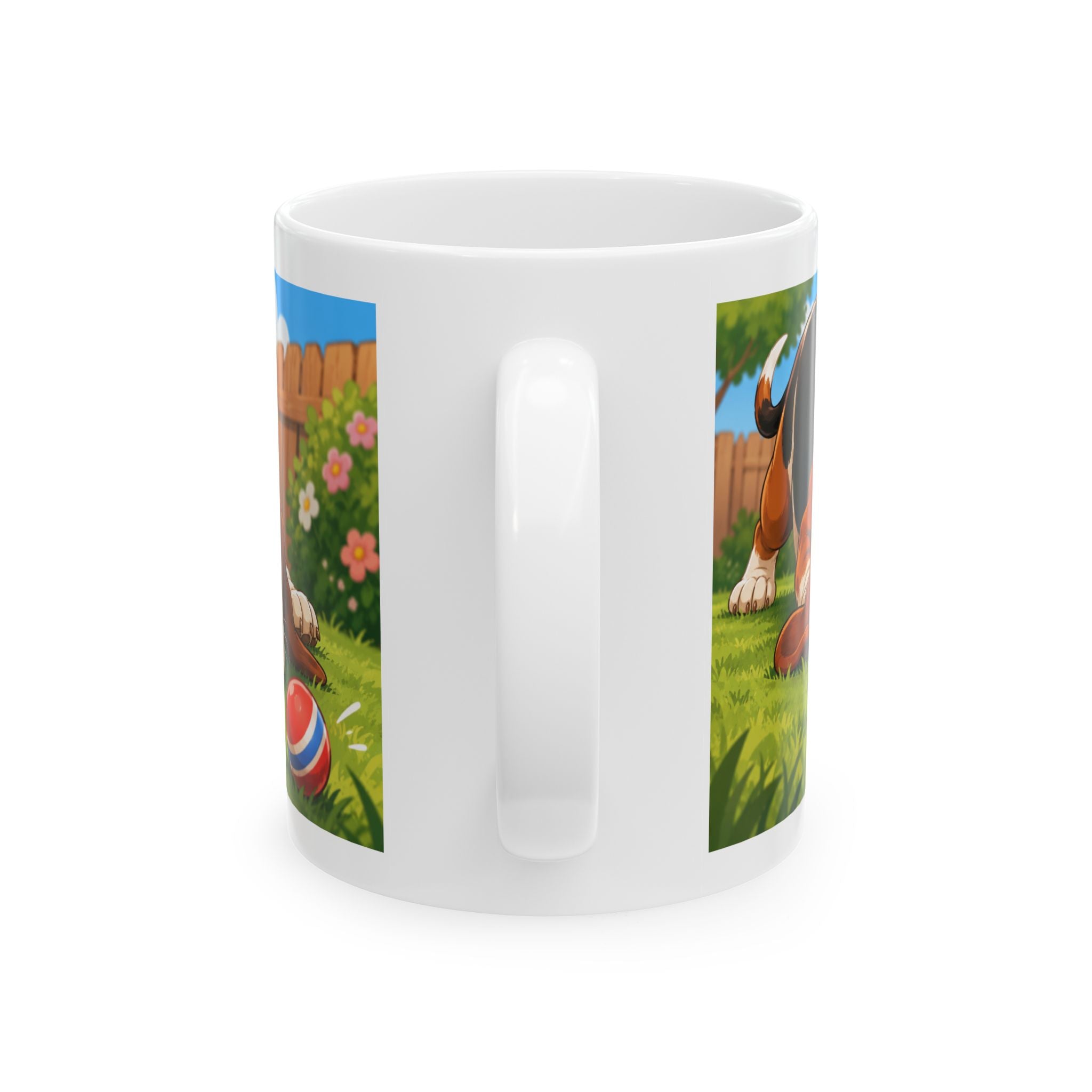 Playful Bassett Hound Dog Ceramic Mug (11oz & 15oz)