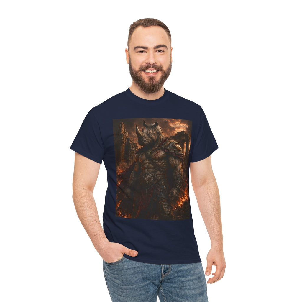 Fantasy rhino Warrior T-Shirt — Dark Fiery Gothic Graphic Tee