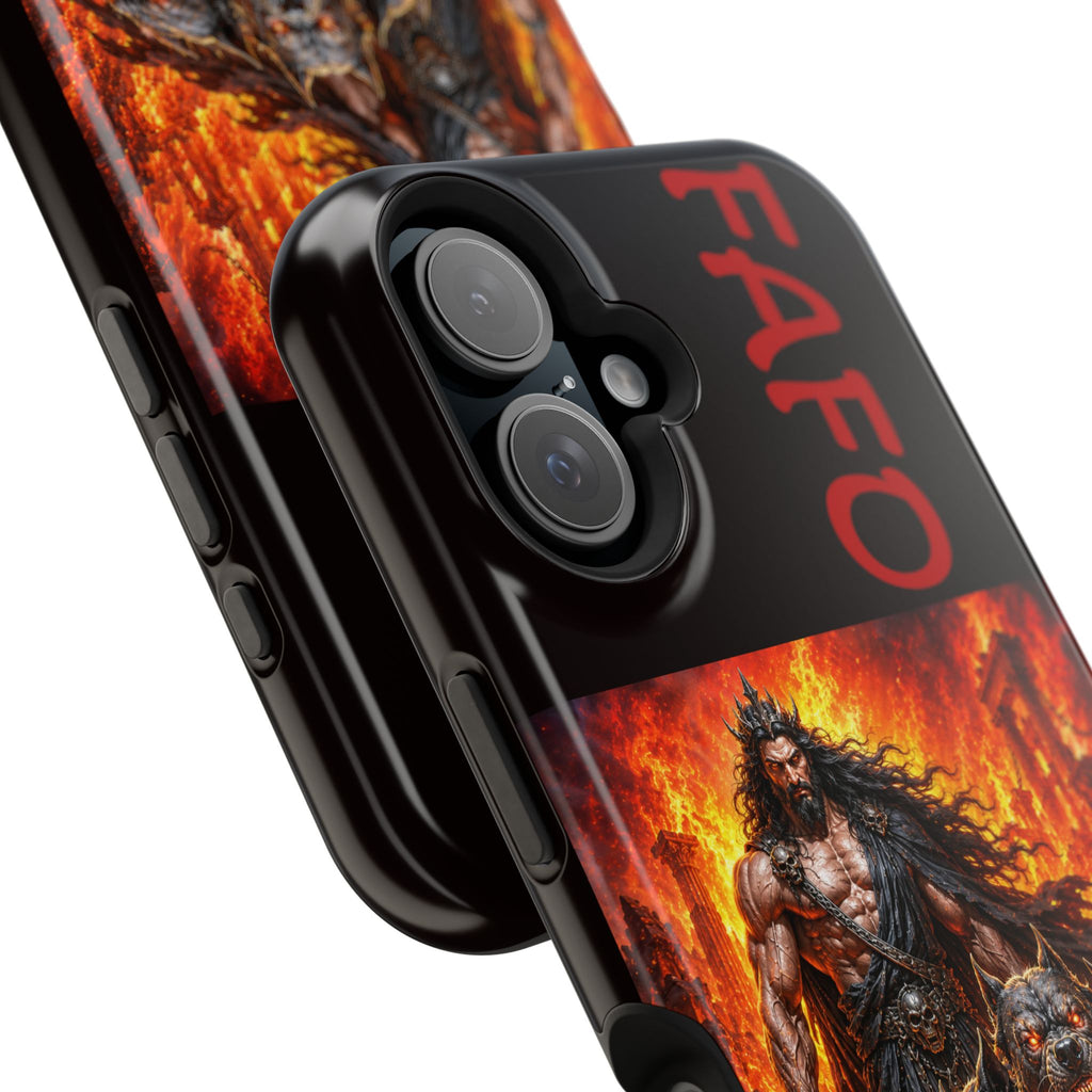 Phone Case —Hades  FAFO Warrior with Hellhound Fire Art (Magnetic Impact-Resistant)