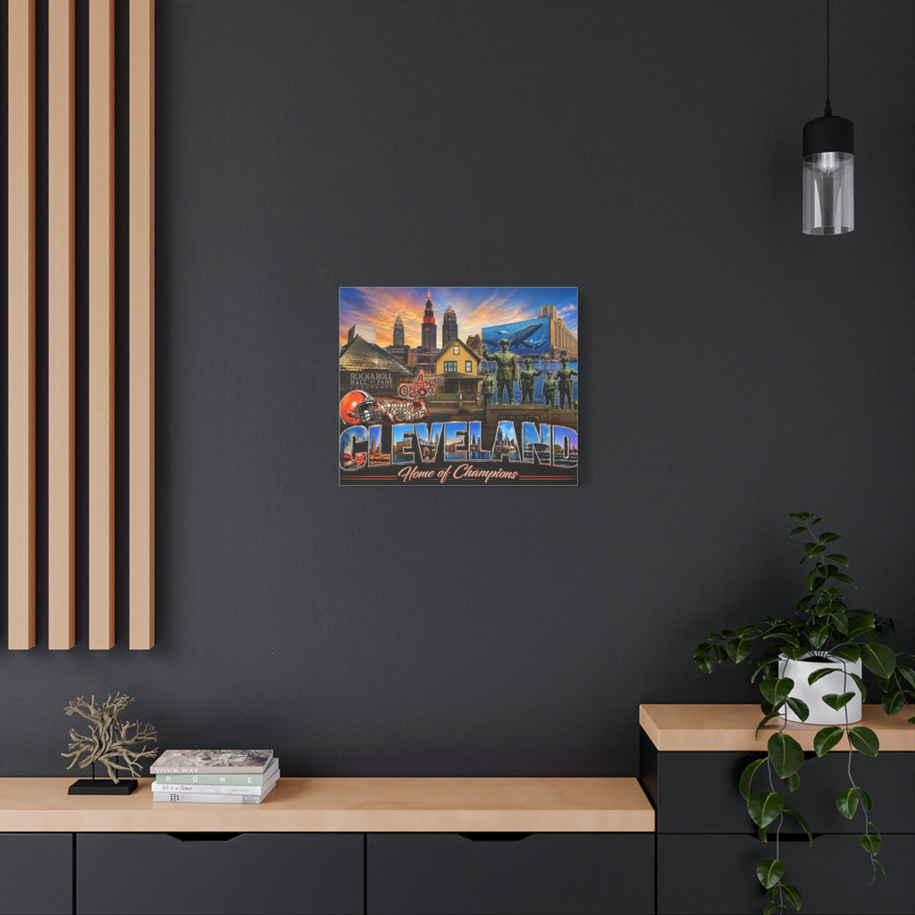 Cleveland Photo Collage Canvas — Home of Champions Matte Stretched Wall Art
