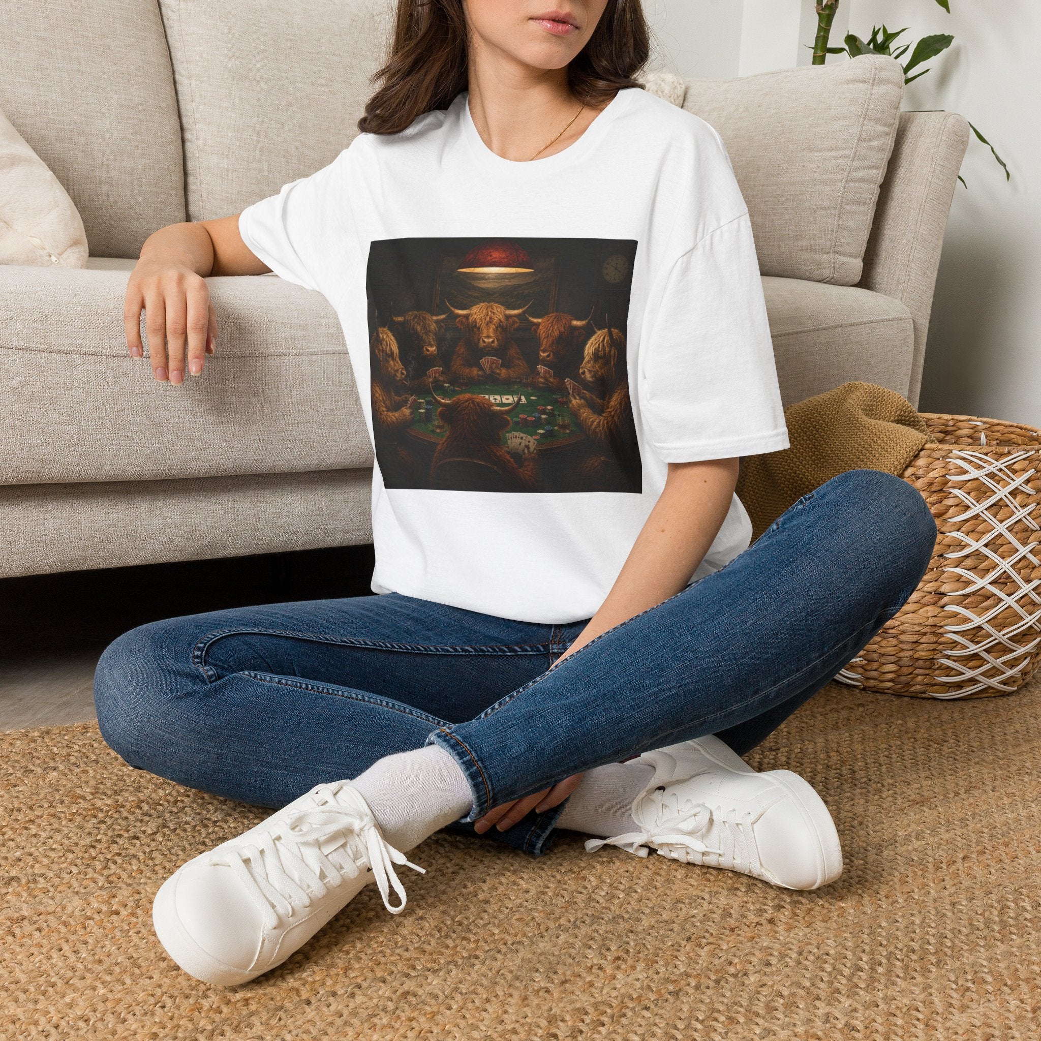 Poker Night Cattle Graphic T-Shirt