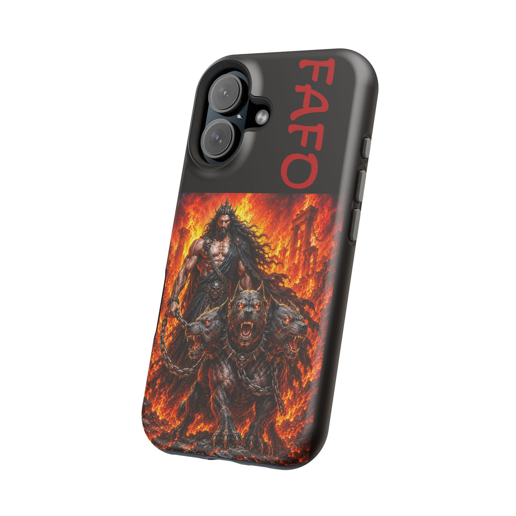 Phone Case —Hades  FAFO Warrior with Hellhound Fire Art (Magnetic Impact-Resistant)