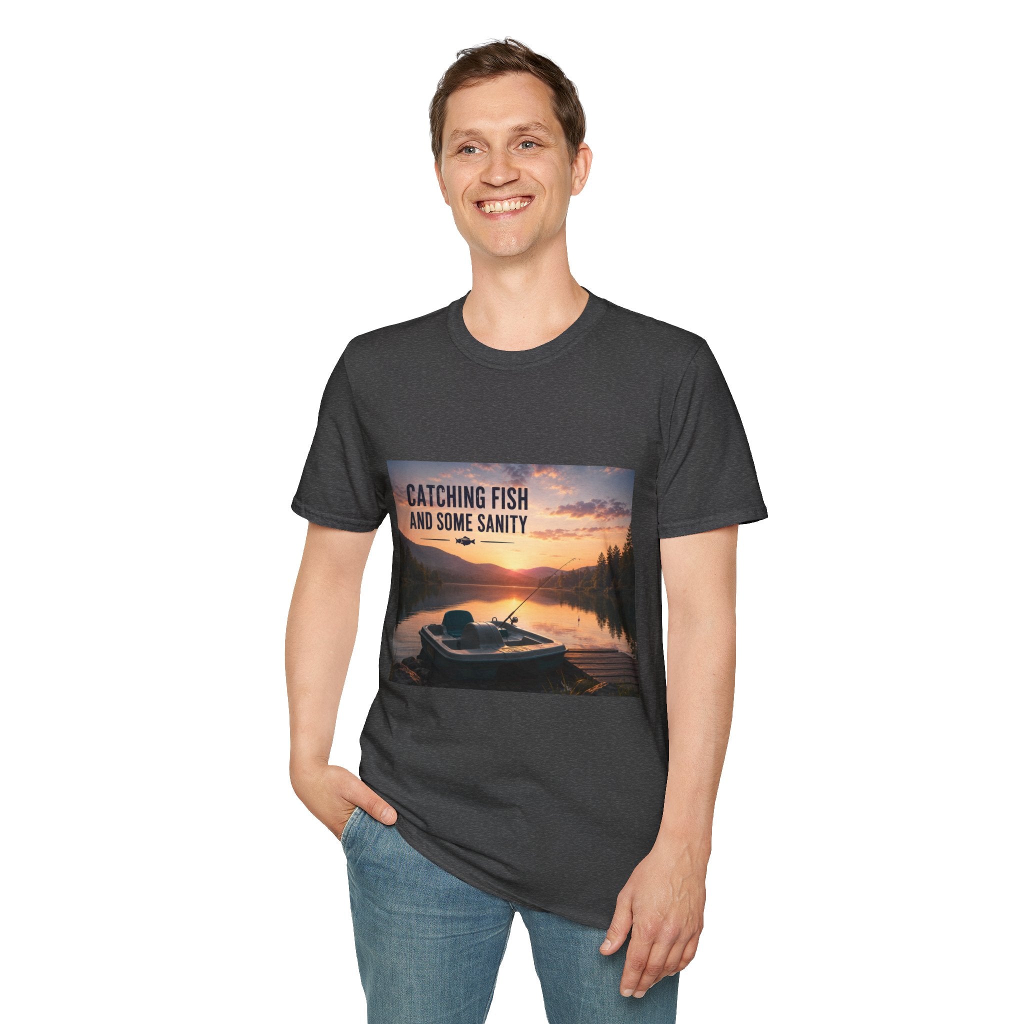“Catching Fish and Some Sanity” Sunset Lake Graphic Tee