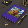 YOLO Highland Cow & Pup Hardcover Journal — Cute Cowboy Animal Notebook for Kids & Gifts